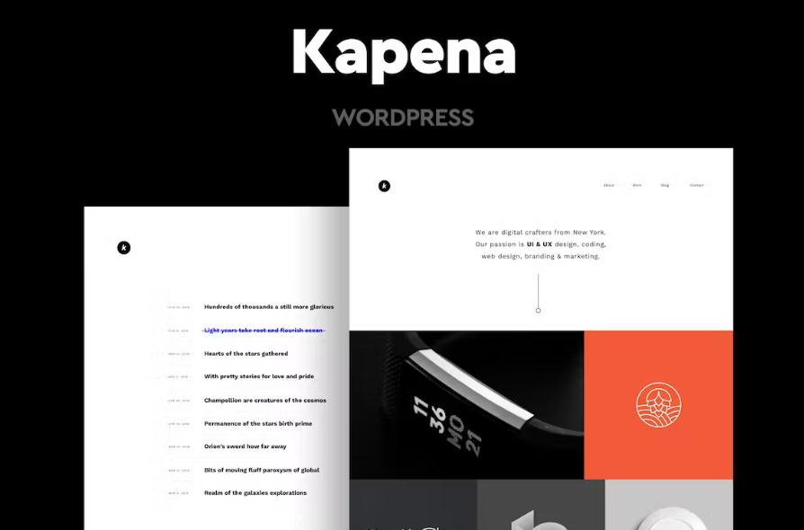 Kapena Wordpress templates para porfolio minimalista